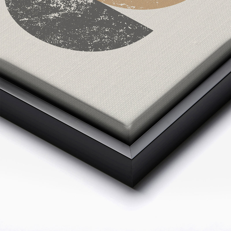 Demi-cercles géométriques, Cadre noir, Canevas, H 11 po x l 14 po