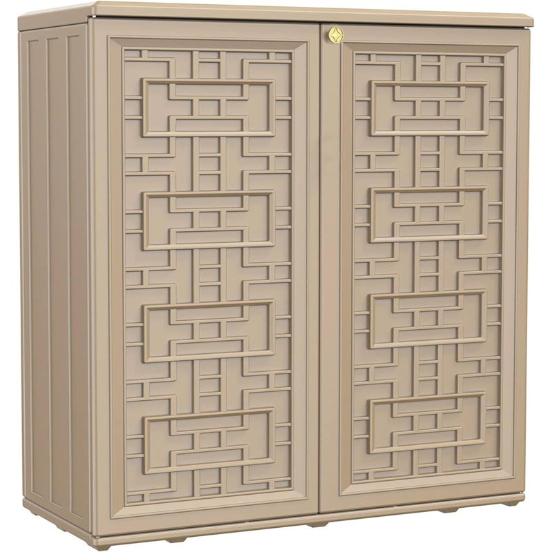 Armoire de rangement blanche d'extérieur Jy, Brun