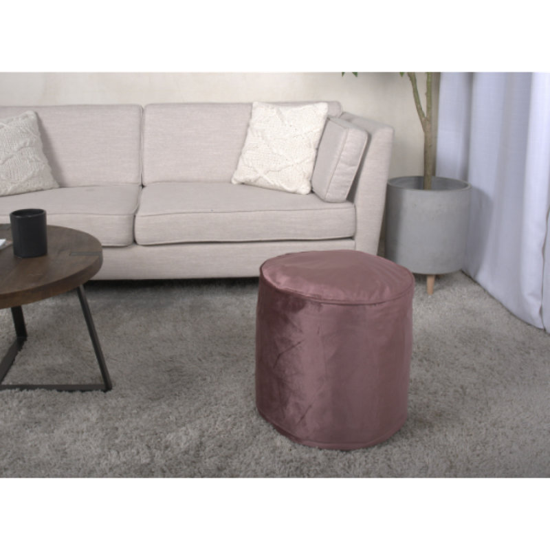 Shimon Cylinder Pouf,  Blush Pink, Pink