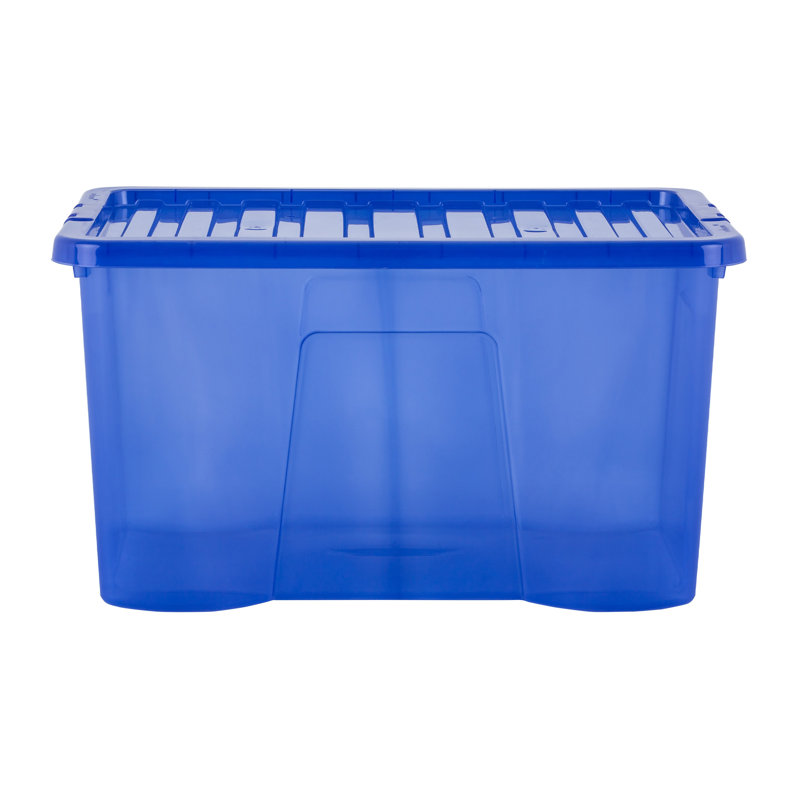 Wham Crystal 60L Plastic Storage Box Pack of 10 Tint Spectrum Blue