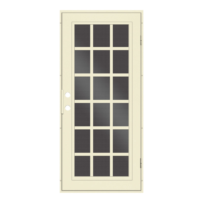 Porte de sécurité Classic Classic en aluminium français avec moustiquaire en métal perforé noir, Beige, Vers la gauche