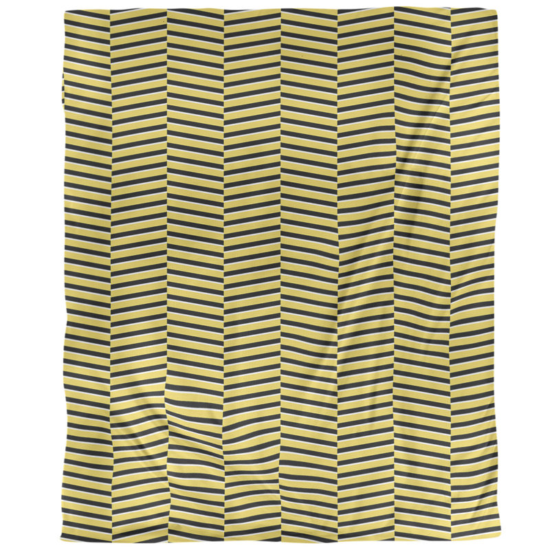 Housse de couette simple à rayures fracturées, Housse de couette pour très grand lit, Jaune, Polyester brossé