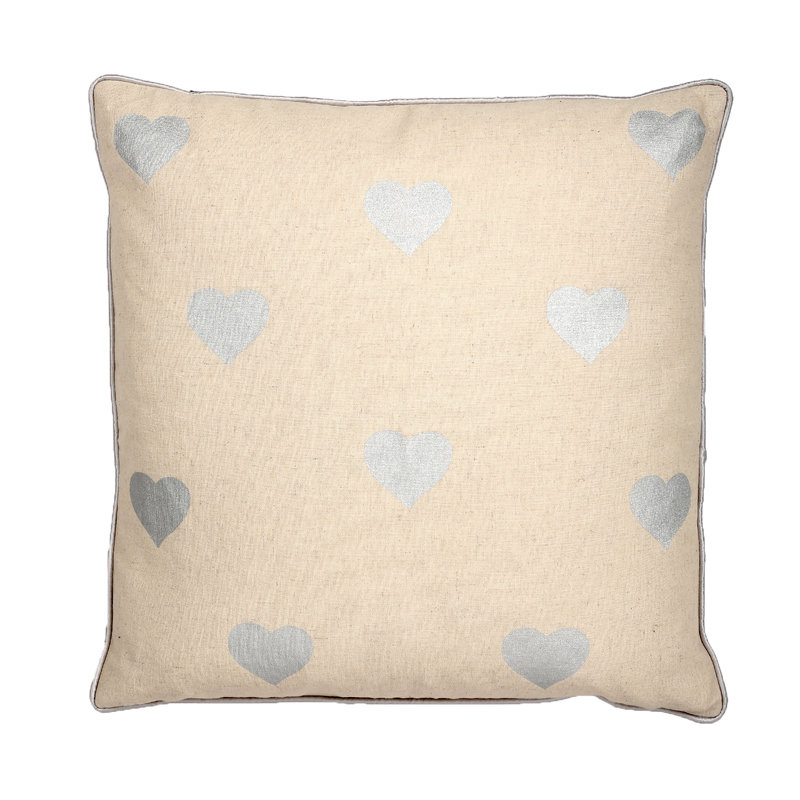  Coussin Love, H 18 po x l 18 po, Argent