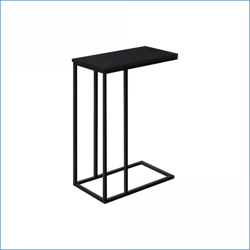 Stratifié noir & amp; Table basse en métal en forme de C - Conception moderne peu encombrante pour le salon, la chambre à coucher