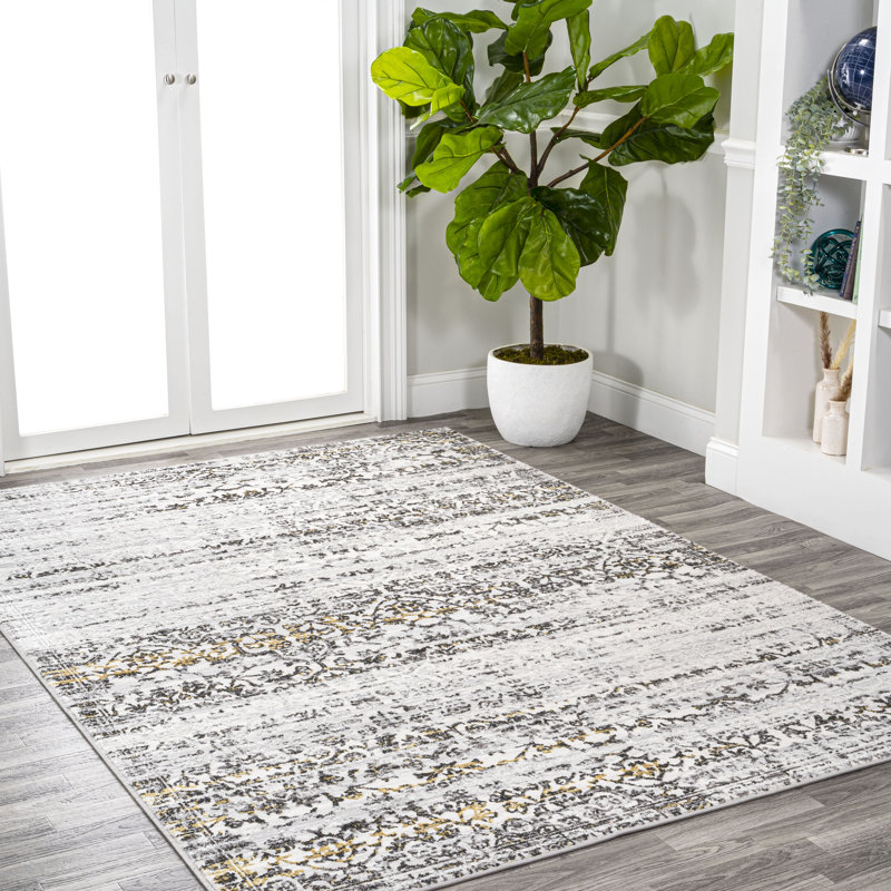 Tidal Modern Strie' Ivory/Black Rug, Rectangle 5' x 8'