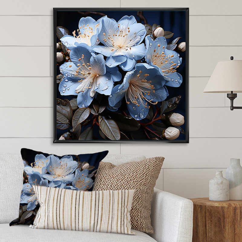 Un bouquet de rhododendrons III, H 36 po x l 36 po x P 1,5 po, Cadre flottant noir