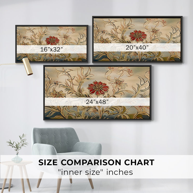 Botanical Series-CECVI- Toile tendue avec châssis tendue, prête à être accrochée, Noir, H 21 po x l 41 po