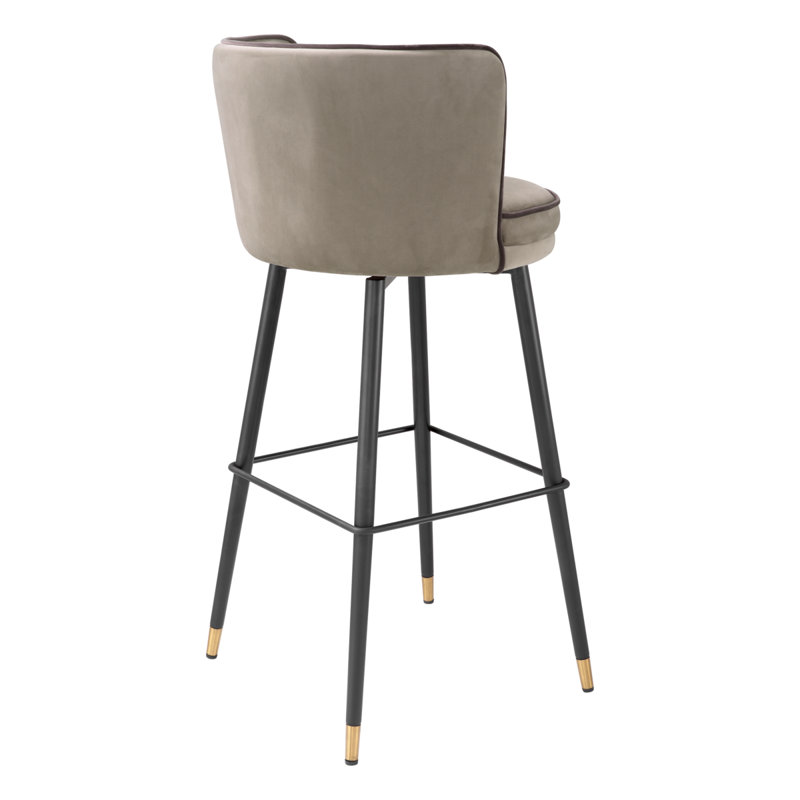 Bar Stool Grenada Velvet, Savona Greige, Bar Stool (31.1" Seat Height)