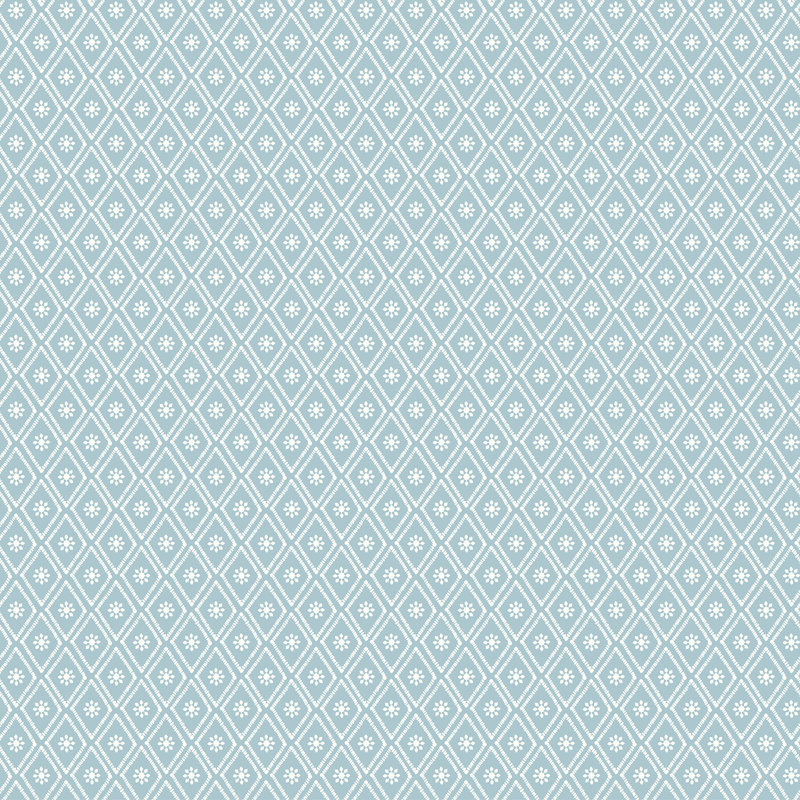 Ditsy Diamond - Blush 10m Wallpaper, Blue Geometric