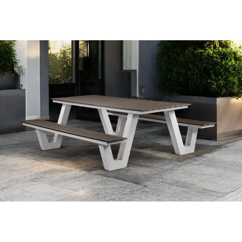 Lukas Outdoor Picnic Table, Gray