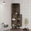 Armoire de coin Cincinatti, porte-gobelets, deux tablettes extérieures, un tiroir, quatre pieds - brun foncé