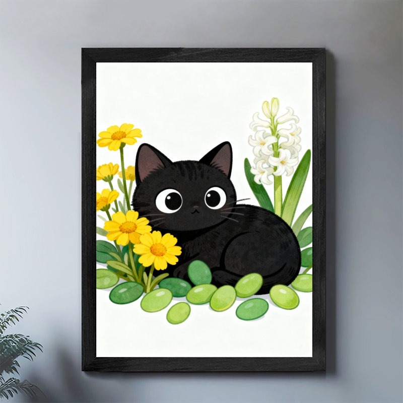 Reproduction d'art encadré noir rétro, H 11 po x l 9 po