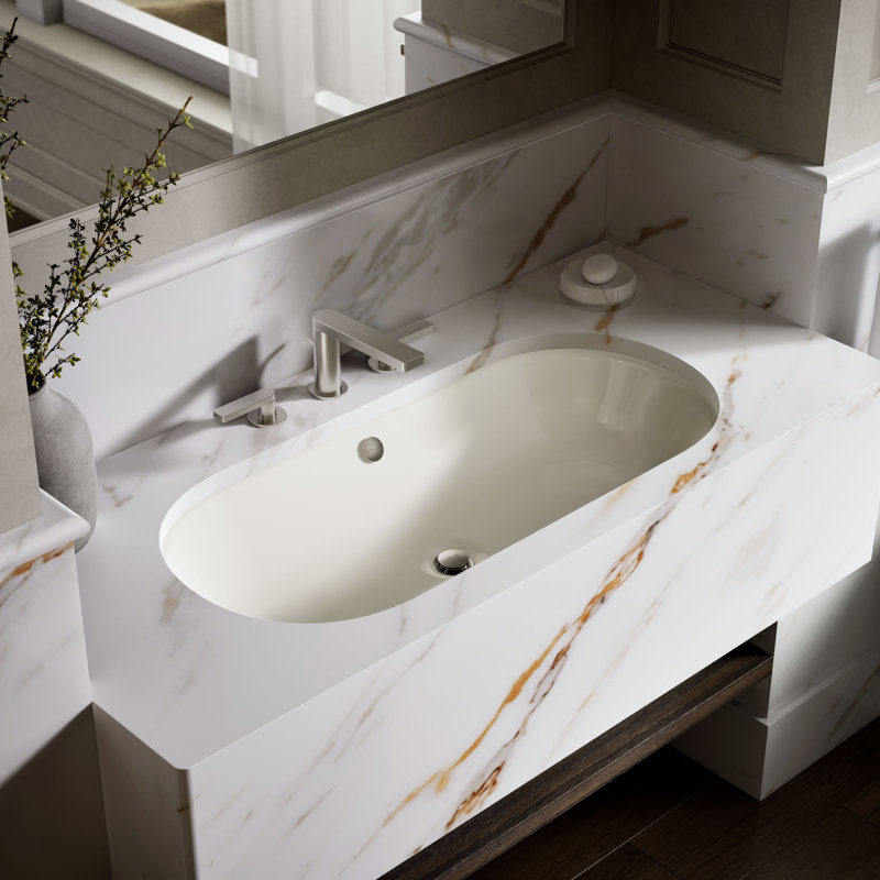 Iron Plains® Metal Oval Dual Mount Bathroom Sink with Overflow, Biscuit