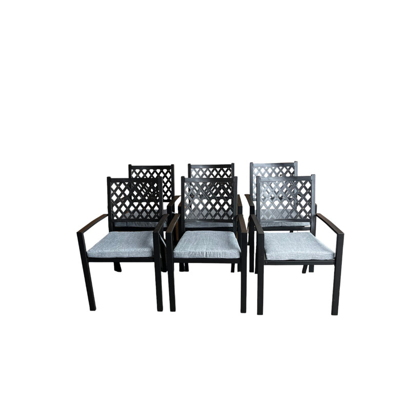 Dezarey Stacking Patio Dining Armchair with Cushion