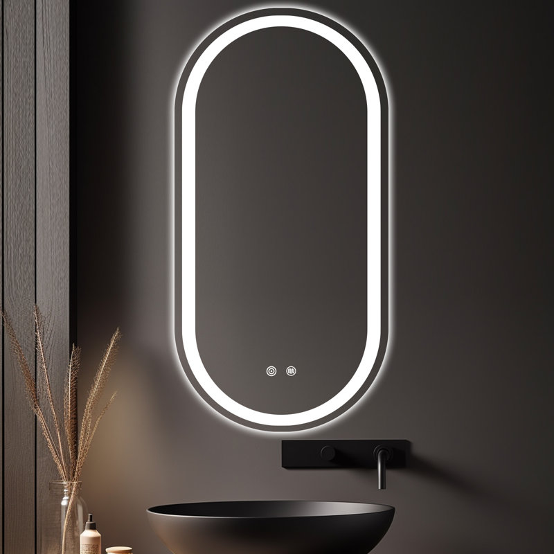 Miroir mural anti-buée Dibbrun, 16 po x 32 po, Ovale