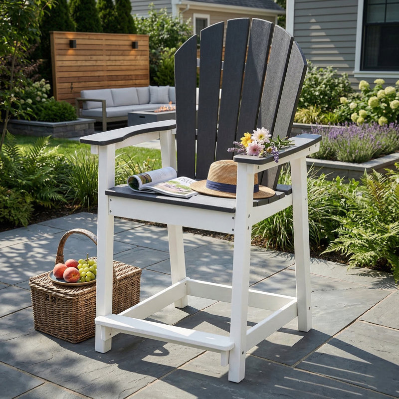 Hdpe Outdoor Adirondack Bar Chair, Gray