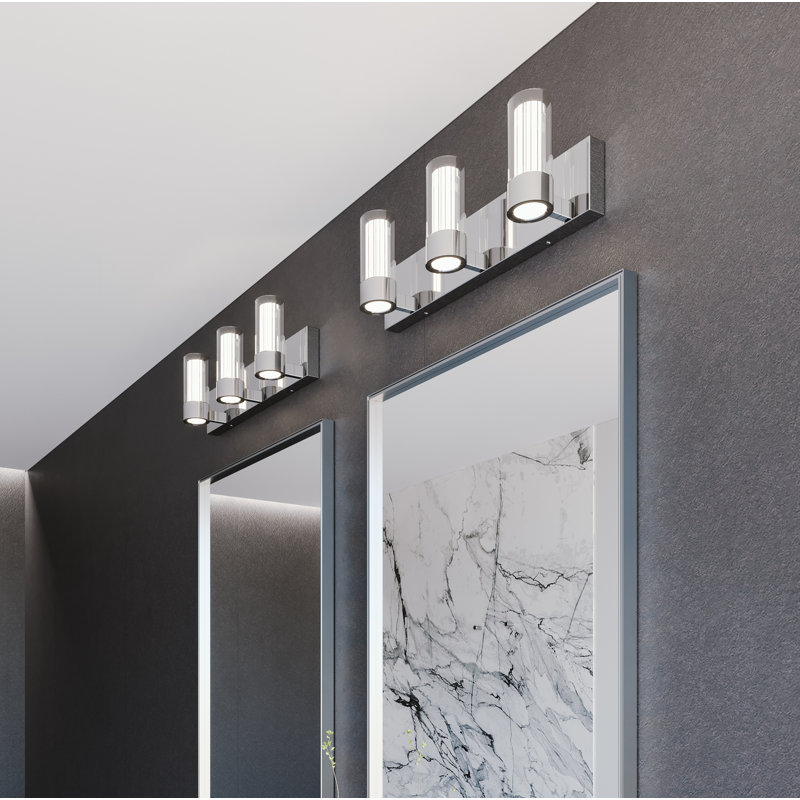 Éclairage à DEL argent pour meuble-lavabo à intensité variable à DEL 3 lumières Delaporte