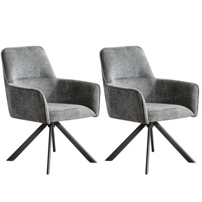 22.5" W Modern Chenille Upholstered  Dining Chairs with Armrests Swivel Armchairs