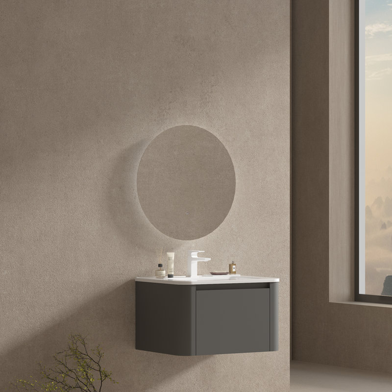 Meuble-lavabo mural flottant avec comptoir en céramique, 24"