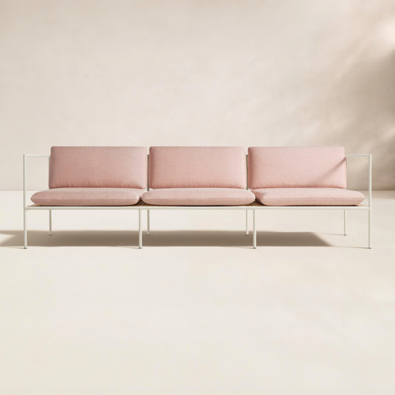 Dog Days Outdoor 3 Seat Sofa, Sunbrella Blush, White