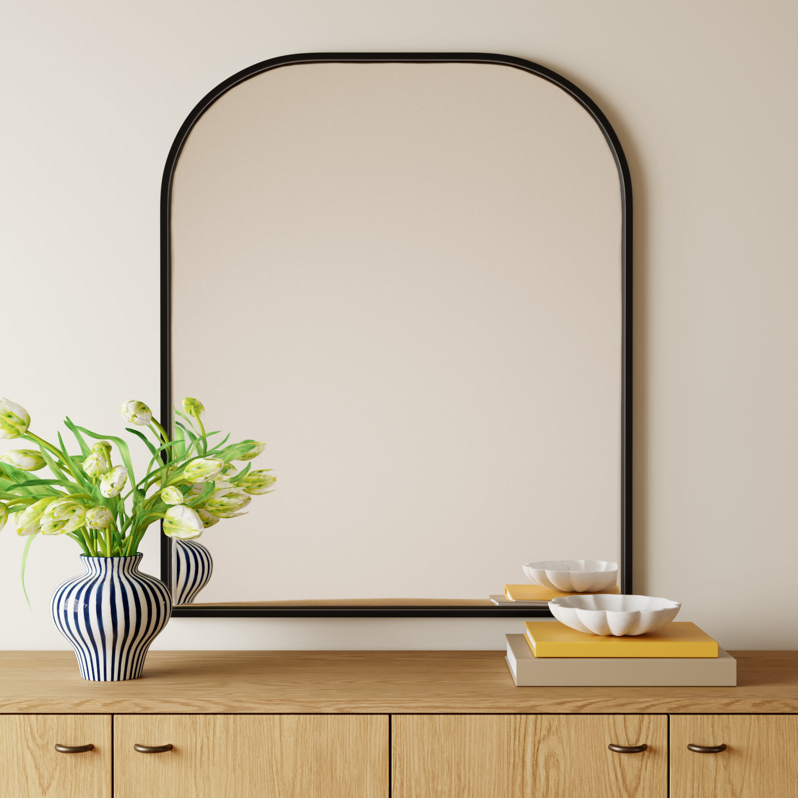 Sabine Metal Wide Arch Wall Mirror, Black, 42" x 36"
