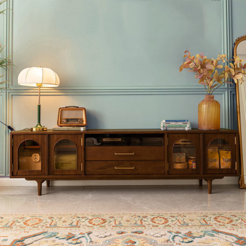 Meuble télé créatif de style rétro, Bois brun foncé, 86.61"