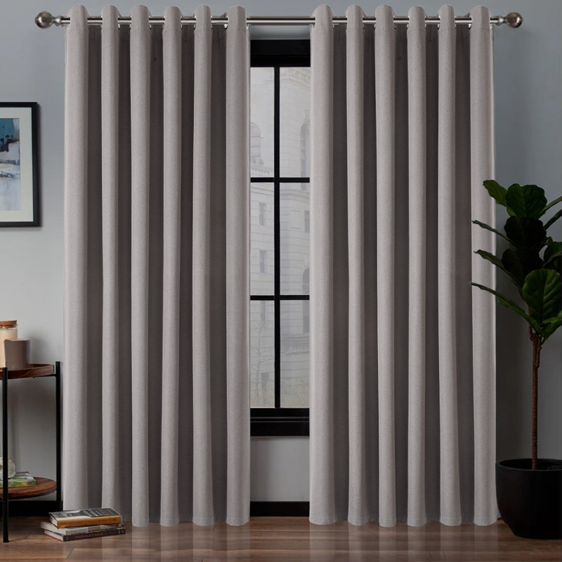 Linen Blackout Eyelet Curtains Set - Thermal Insulated, Noise Reducing, Ready Made Curtains, Mocha, 168cm Width x 183cm Drop