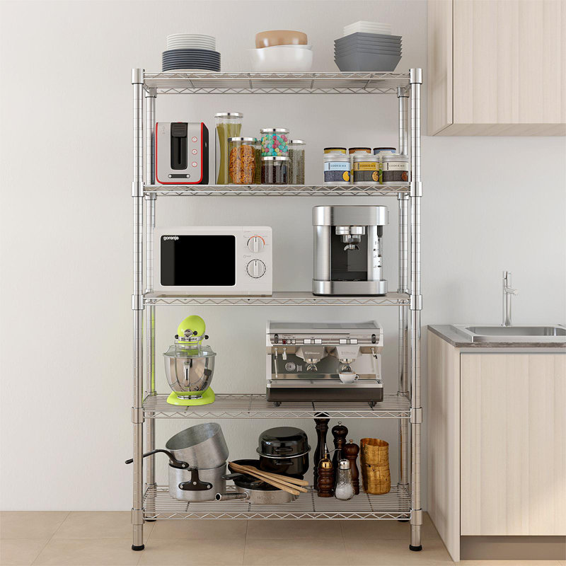 Étagère à 5 niveaux H 70,87 po x l 35,43 po x P 13,78 po Iberia, Argent