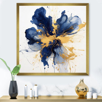 «Dark Blue and Gold Strokes I», art mural sur toile Fractals
