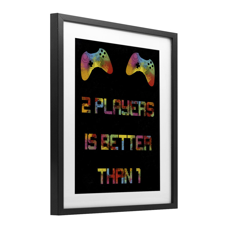 2 Players Better Than 1 Framed Print Under Glass, design by Marcus Prime, Midnight Black Frame, 16" H x 13" W