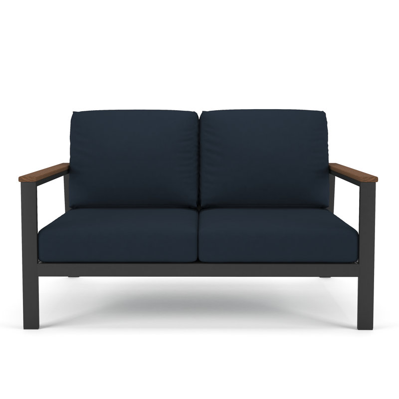 Townsend Loveseat with Sunbrella® Cushion, Canvas Navy Sunbrella® Canvas, Brown