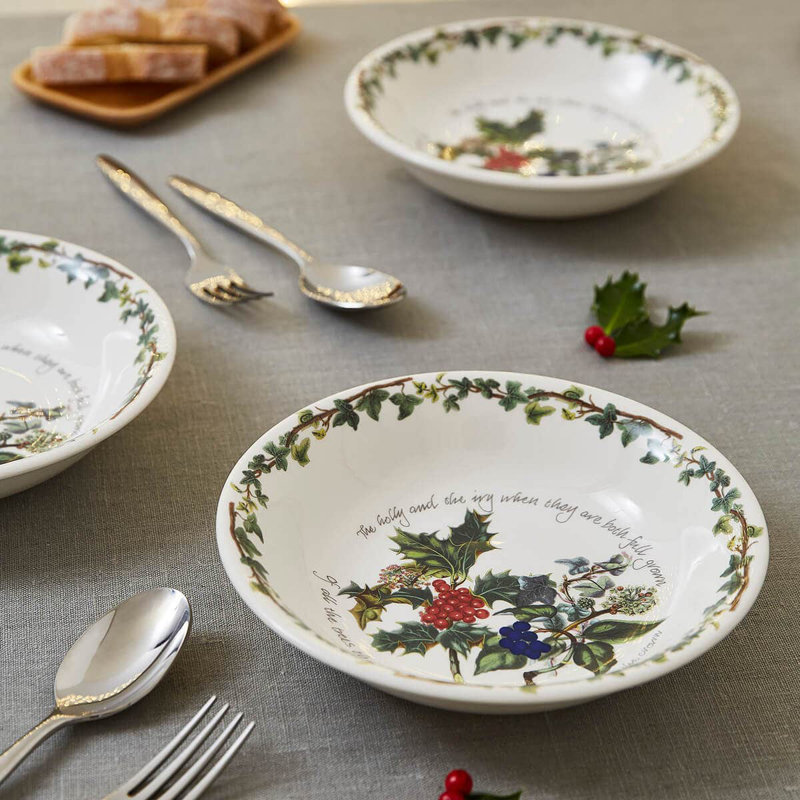 Assiettes à soupe 8,5 po Holly & Ivy, ensemble de 6