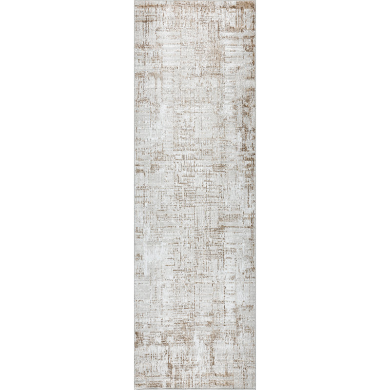 Tapis moderne ivoire et brun Leala, Ivoire / brun, 2 pi 6 po x 8 pi 0 po