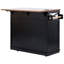 Chariot pour îlot de cuisine 46,5 po avec drapé perlé, abattant, prise de courant, 3 tiroirs et 3 portes, noir-113186093
