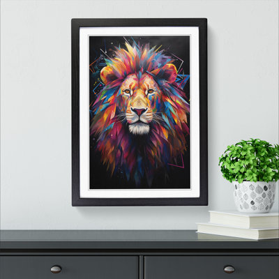 Lion Neo-Plasticism - Single Picture Frame Print on Wood
