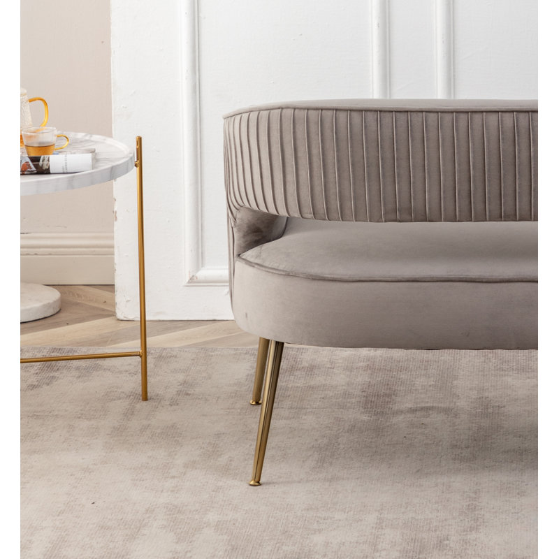 Deybi 51'' Velvet Recessed Arm Loveseat, Gray Velvet