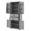 Grande armoire de rangement, armoire de rangement autoportante pour plancher de salle de bain avec 2 portes, tablette réglable et 2 tiroirs, panneau de fibres à densité moyenne-1561930870