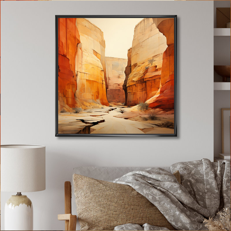 «Bold Landscape Canyon Desert V - Canyon», art mural encadré, H 24 po x l 24 po x P 1 po, Cadre flottant noir