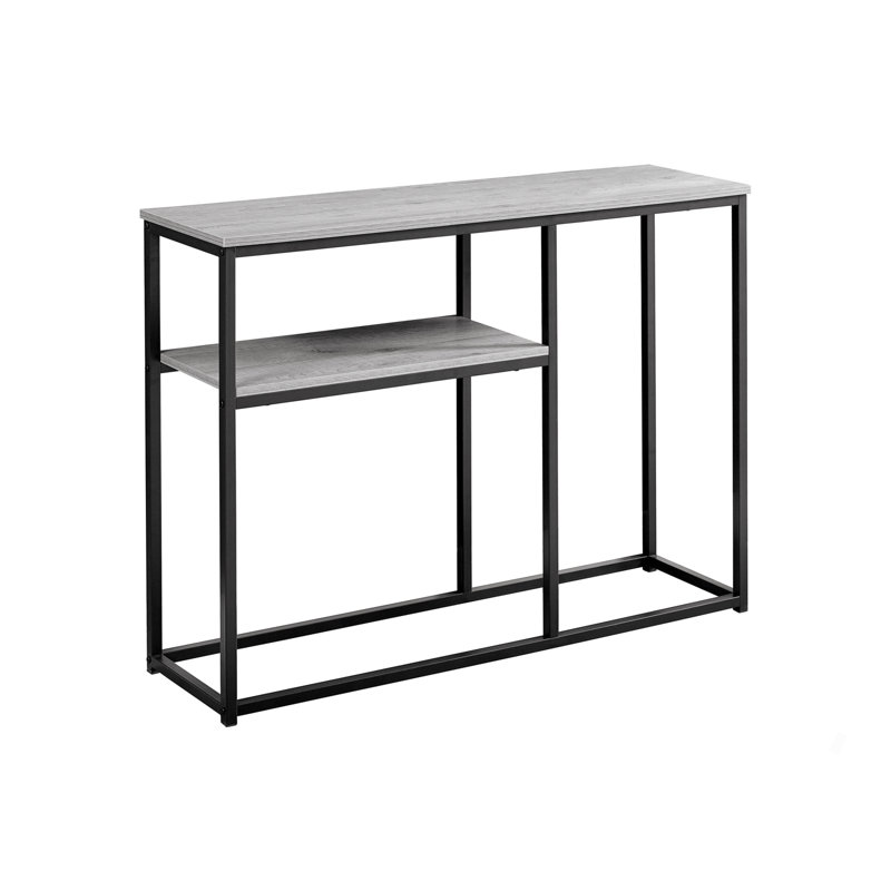 Table d'appoint, console, vestibule, étroit, canapé, salon, chambre à coucher, stratifié gris, métal noir, contemporain, moderne
