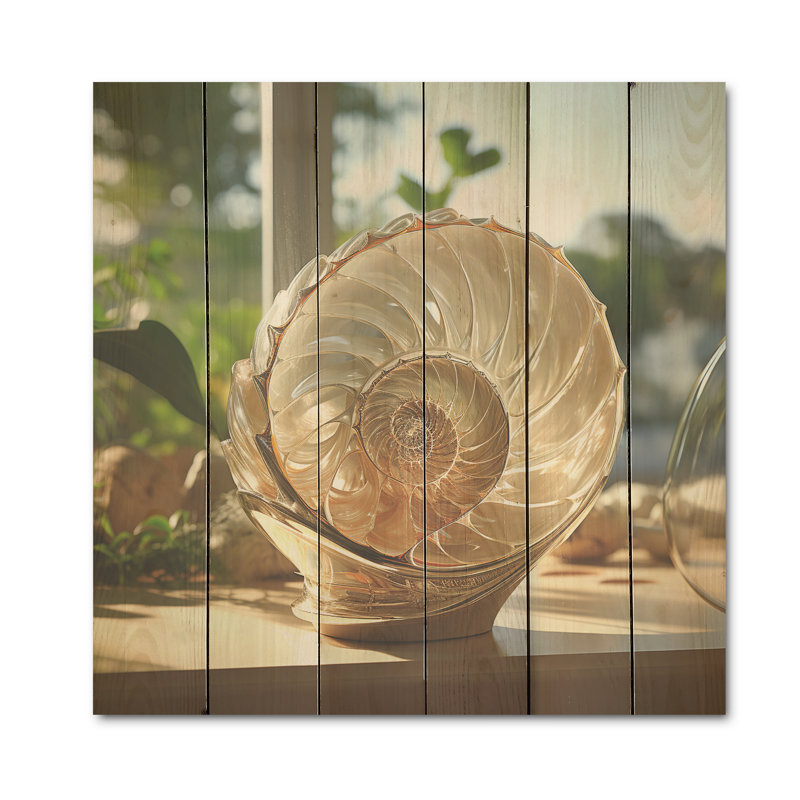 Vase Seashell Treasures - coquillage sur bois de pin naturel, H 15 po x l 15 po