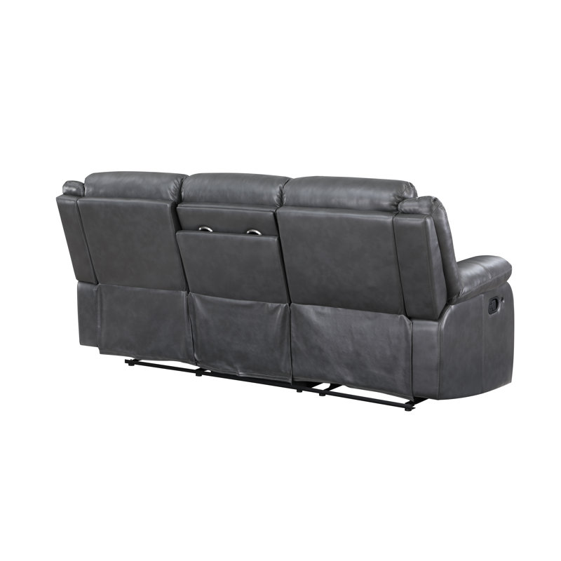 82 " Faux Leather Sofa, Gray Faux Leather