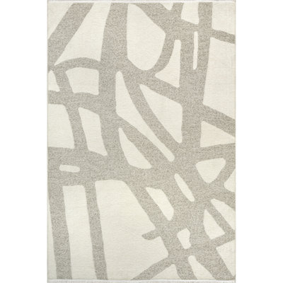 Tapis crème réversible à franges crème Claude
