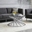 Albana 80 CM Tempered Glass Round Coffee Table with Stainless Steel Spiral Frame-317490105