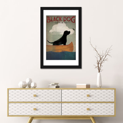 «black dog canoë co. i’affiche rétro sur toile tendue