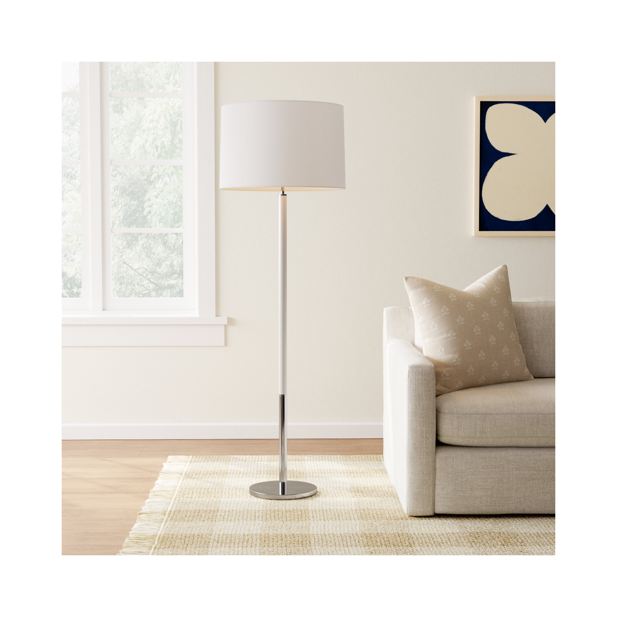 61.88'' Dimmable Floor Lamp, Polished Nickel with Gloss White