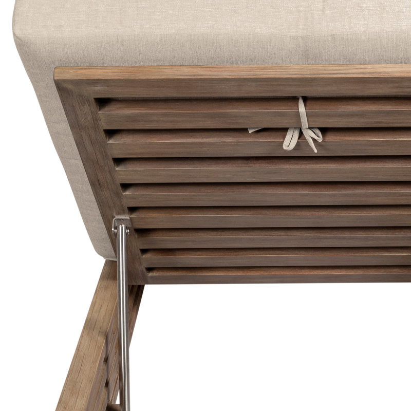 Chaise longue inclinable en eucalyptus de 81,5 po avec coussins Aerilyn, Taupe performance