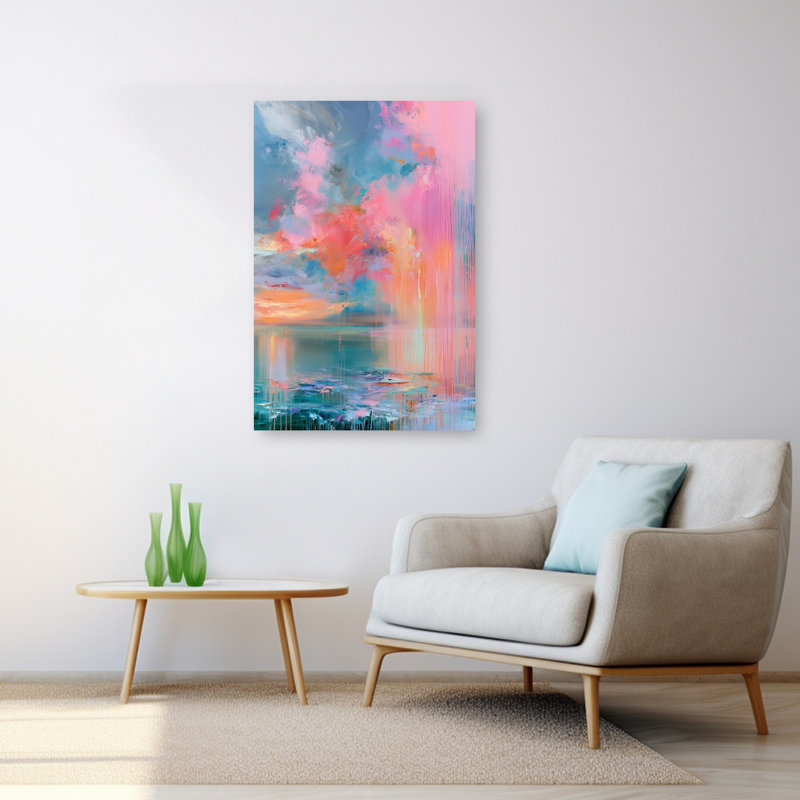 «Vibrant Dreamscape Horizon Abstract Colorful Dreamy Landscape Ocean», reproduction d'art, H 48 po x l 32 po