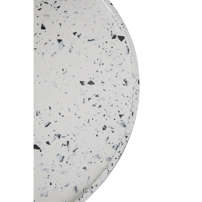 MashT Terrazo Pedestal End Table, White/Gray, 16" H x 24" W x 24" D