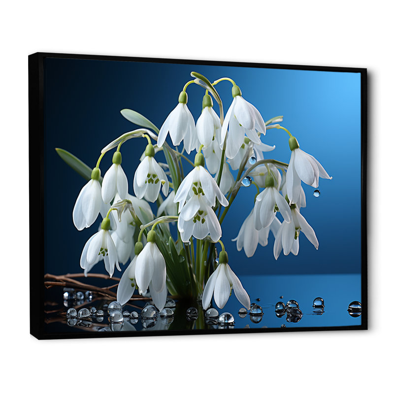 «Winter Snowdrop Flower», photographie sur toile, Cadre flottant noir, H 16 po x l 32 po x P 1 po