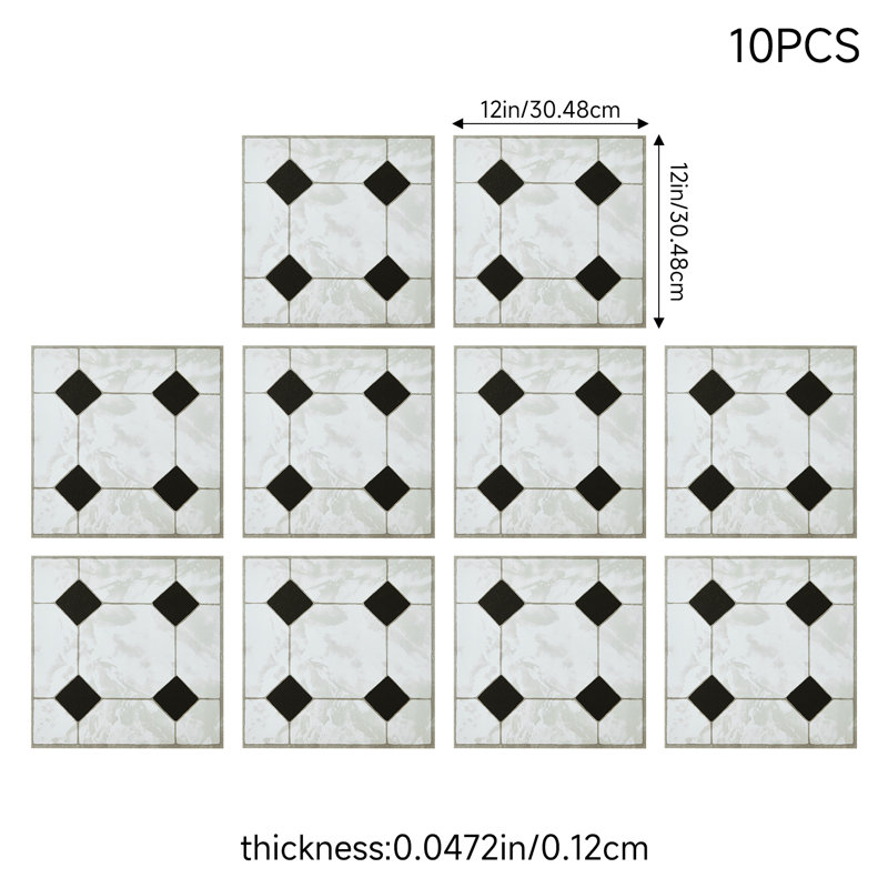 10Pcs Self-adhesive PVC Flooring Tiles Set